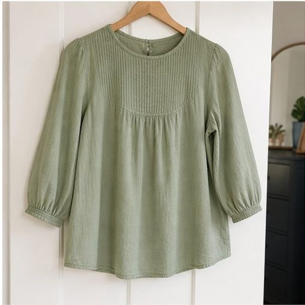 Sage Button Blouse
